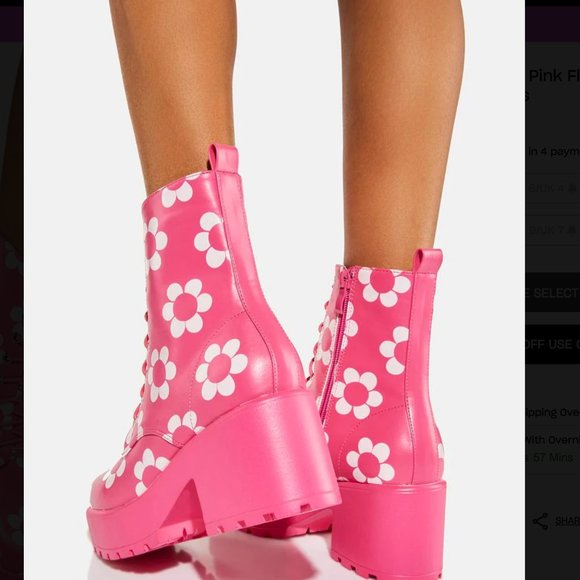 Koi Footwear Orchis Charm Pink Flower Power Combat Boots size 5 NWT - Picture 3 of 10
